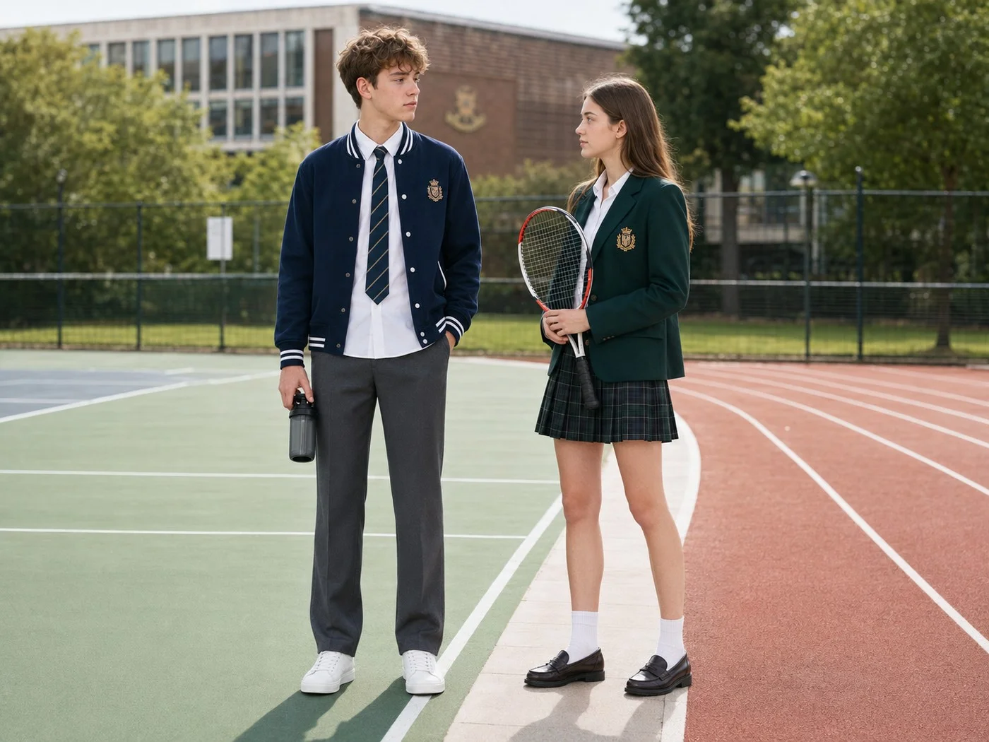 Coordinated blazer and school uniform looks
